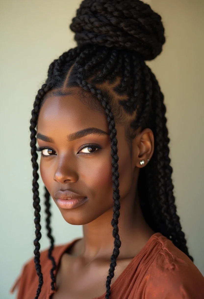 10. Half-Up Half-Down Box Braids