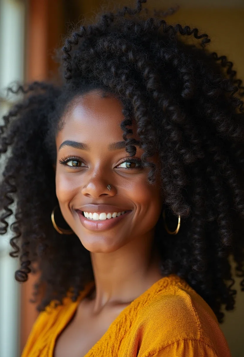 Bantu knots with curly ends, highlighting texture and movement.