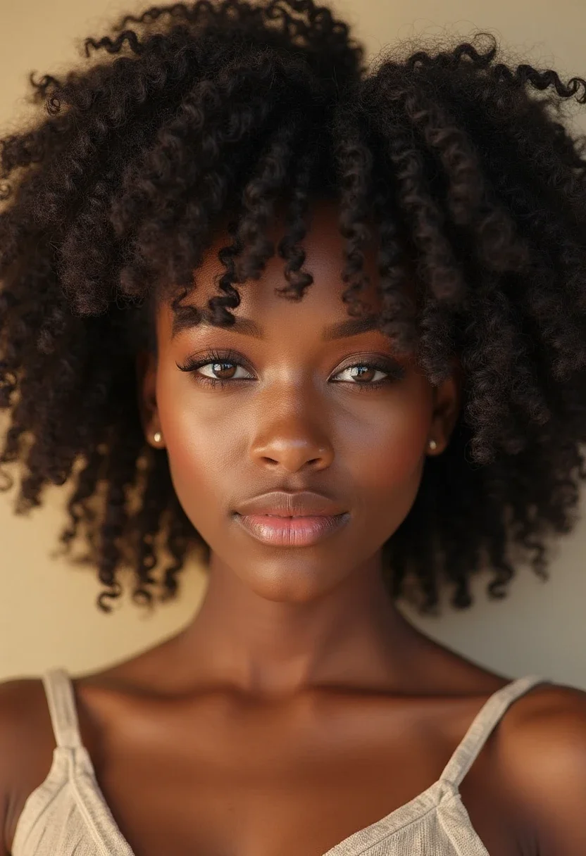 Natural hair in Bantu knots, showcasing texture and curls.