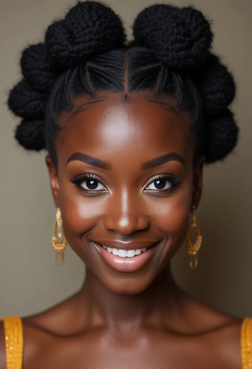 Formal Bantu knots, styled elegantly for special events.