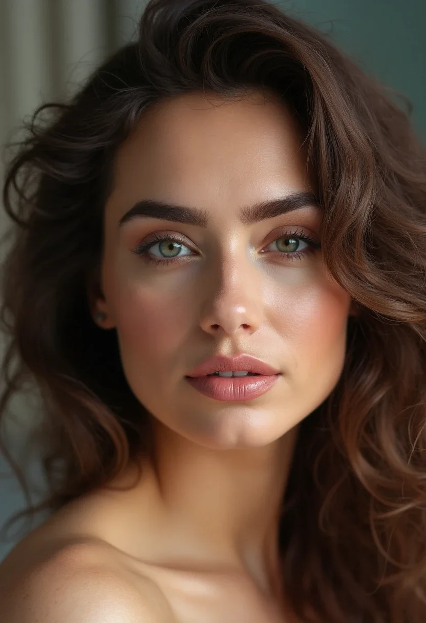 Woman with loose curls that complement her square face