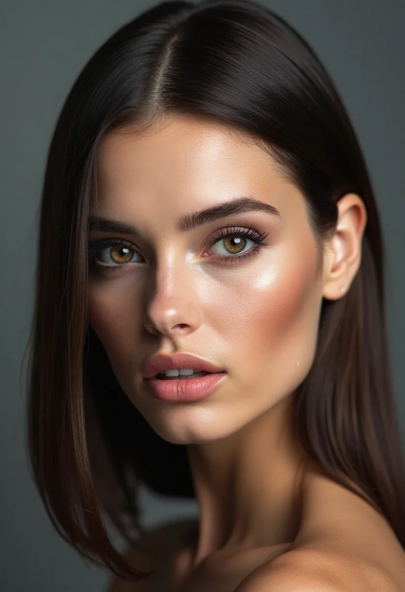 Woman with straight and sleek hair that suits her square face