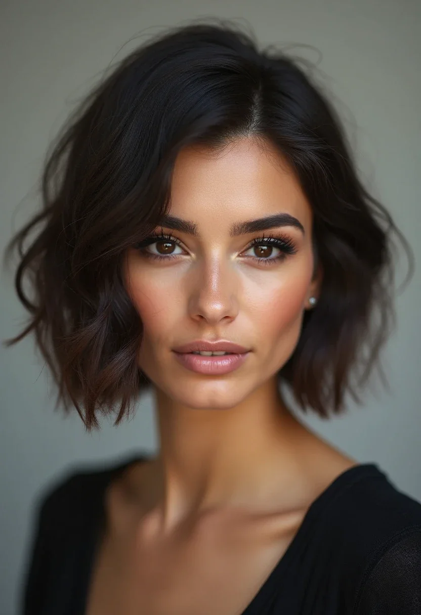 Woman with a textured bob that suits her square face