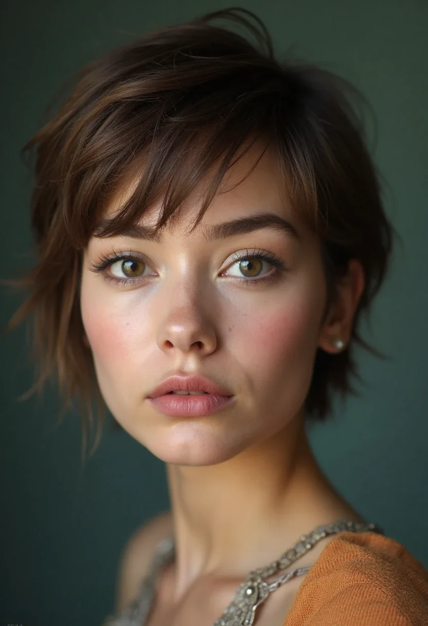 Woman with a pixie cut that flatters her square face