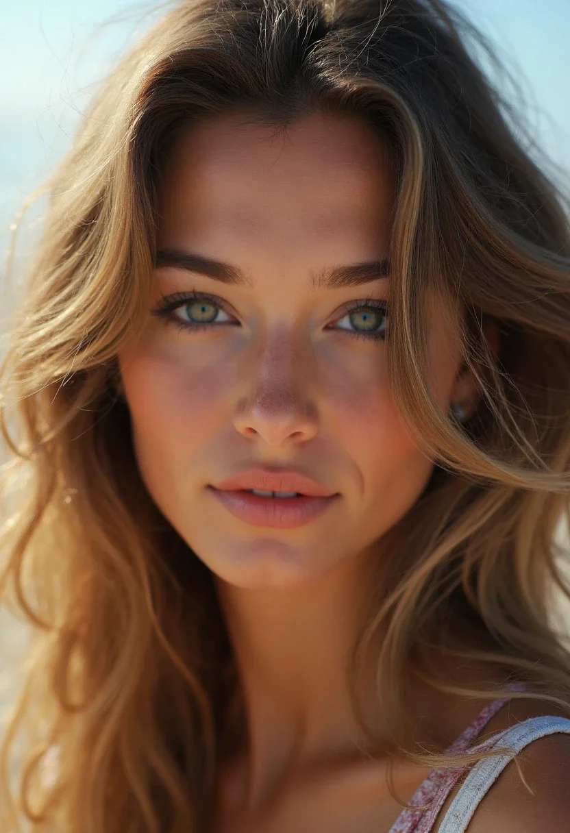 Woman with beachy waves that enhance her square face