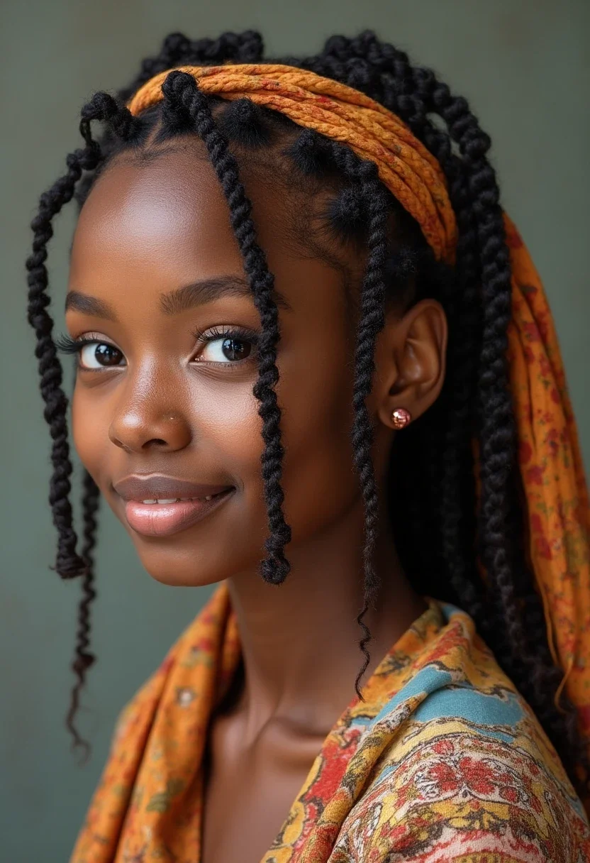 Soft locs with headbands and accessories for added flair.