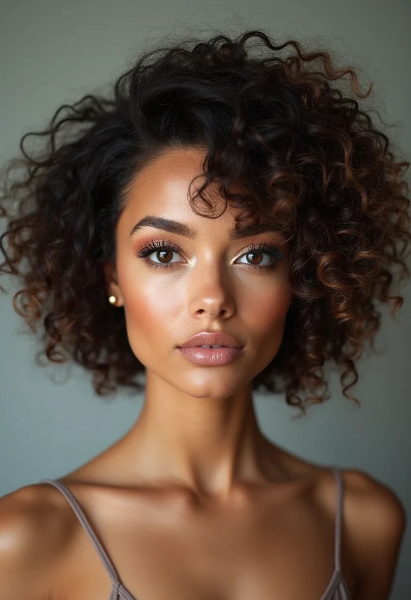 Woman with short hair and voluminous curls