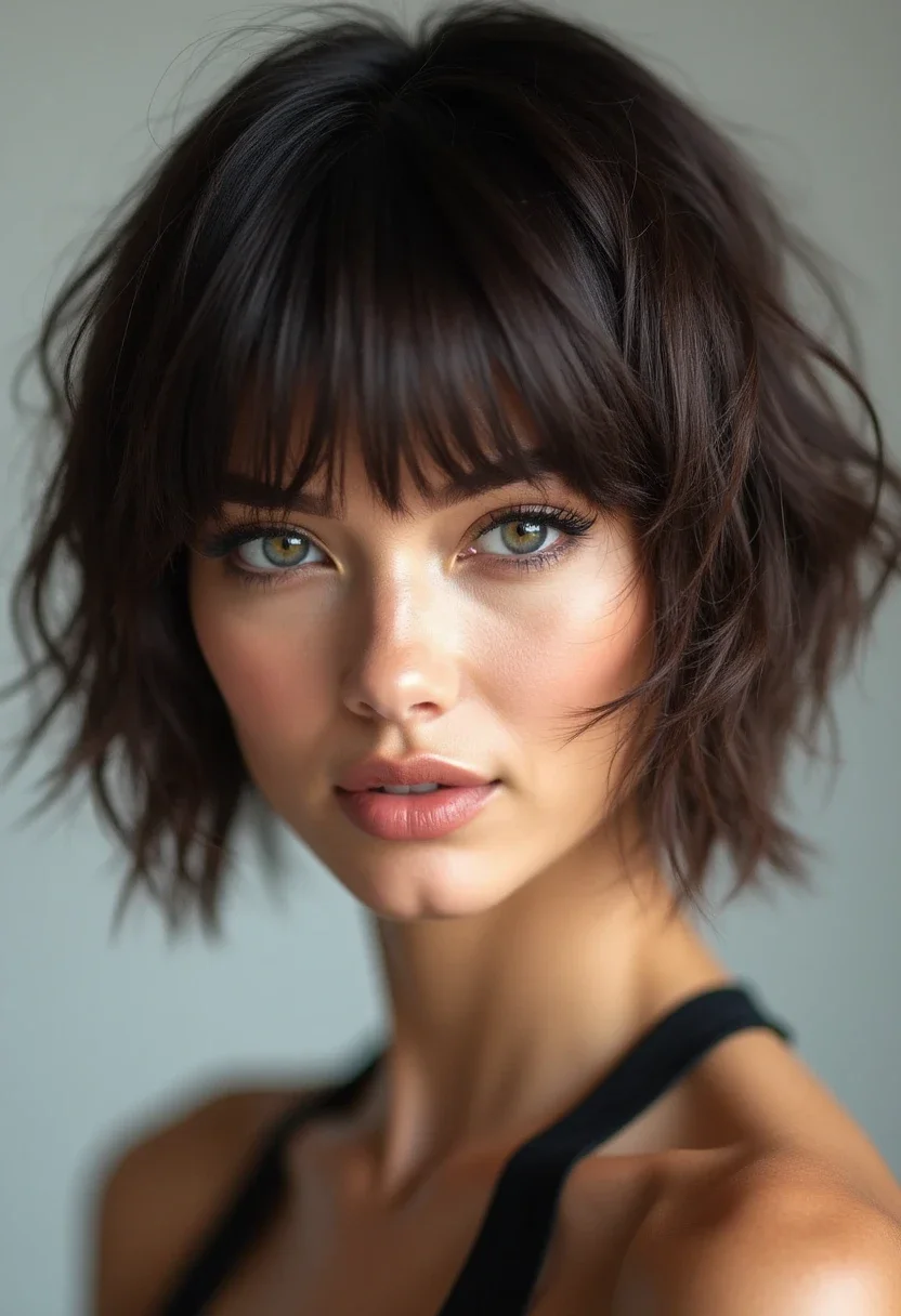 Woman with short hair and textured fringe
