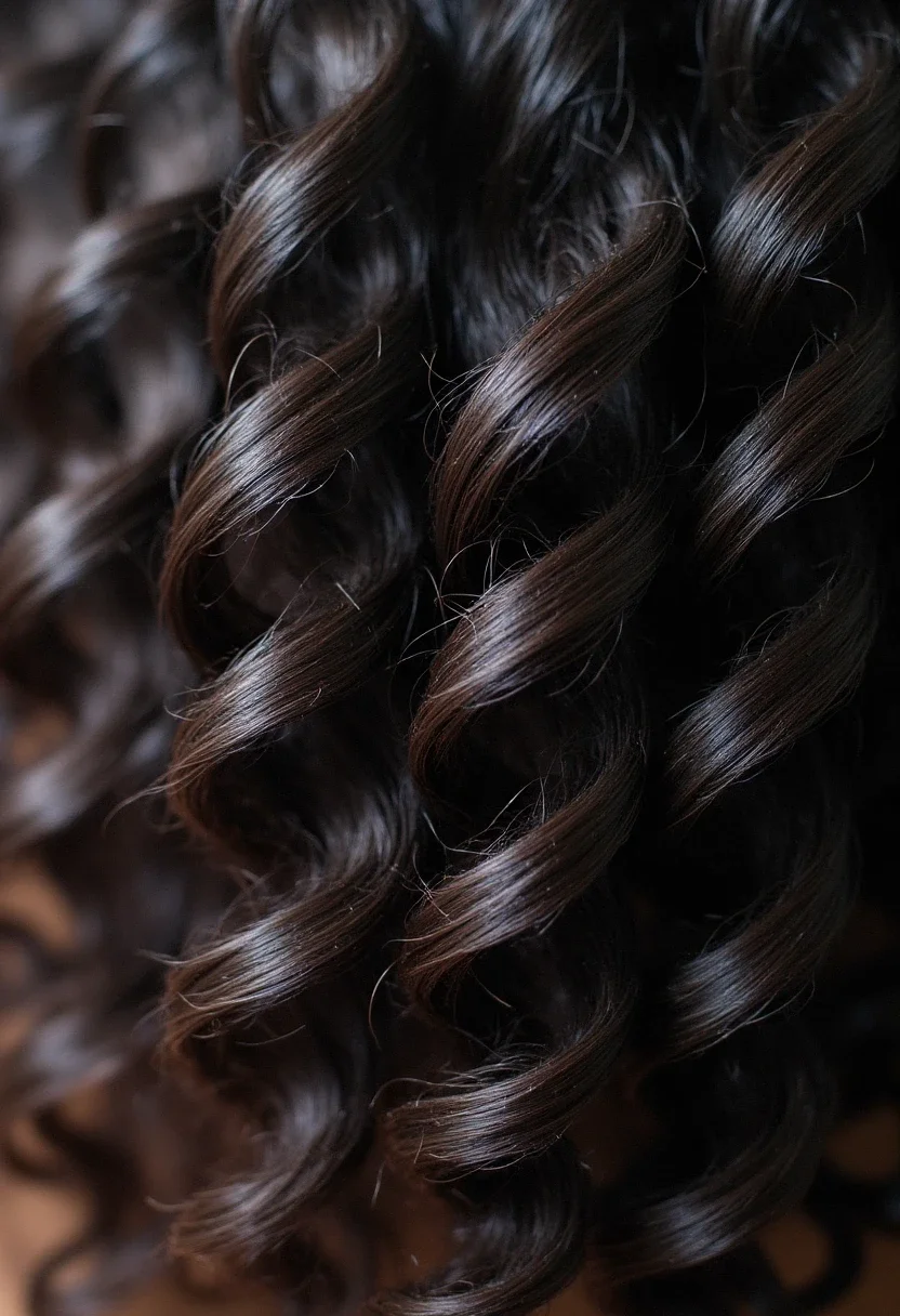 Defined natural curls with a shiny and uniform appearance.