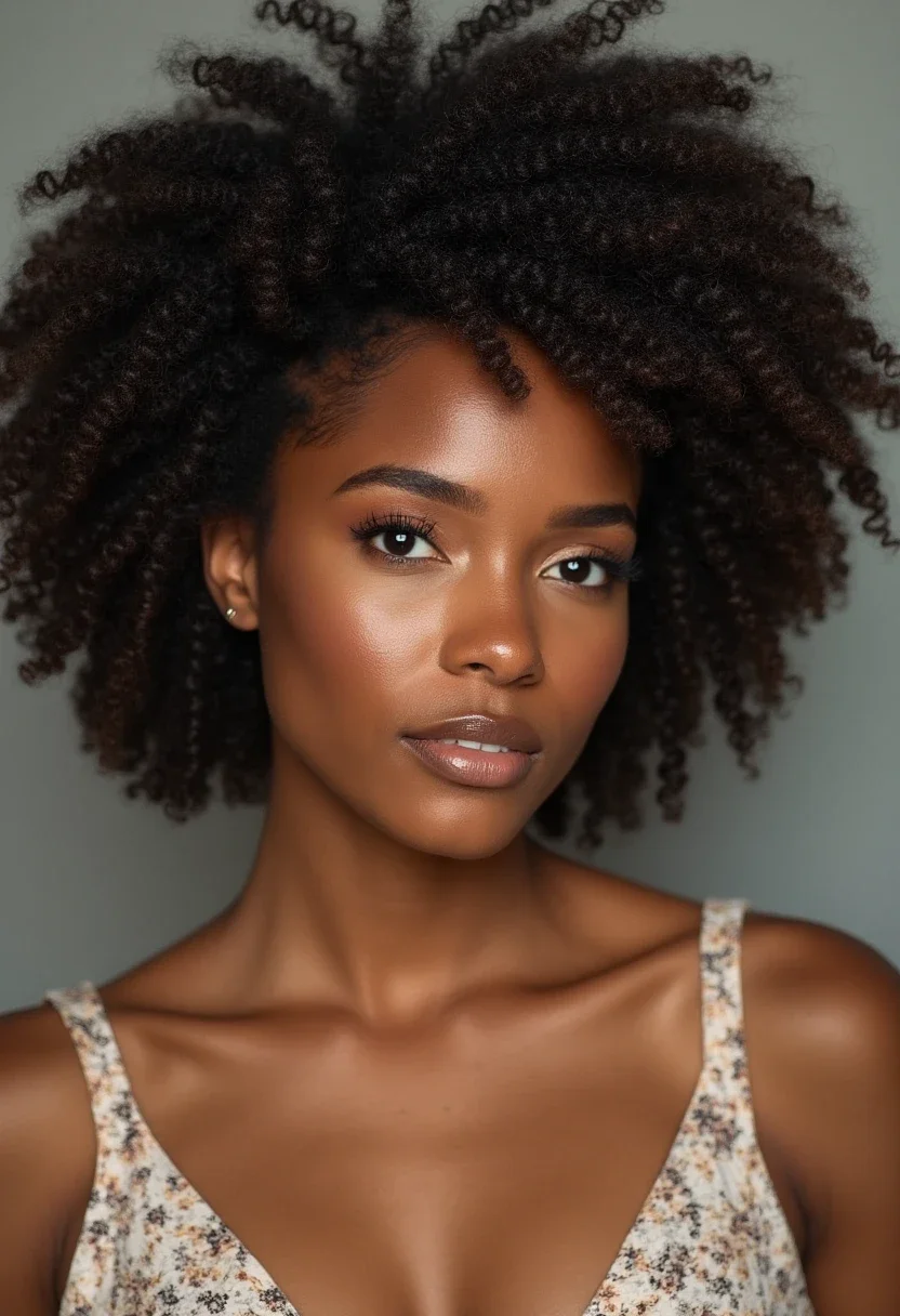 Woman with a twist out hairstyle showing defined, bouncy curls.