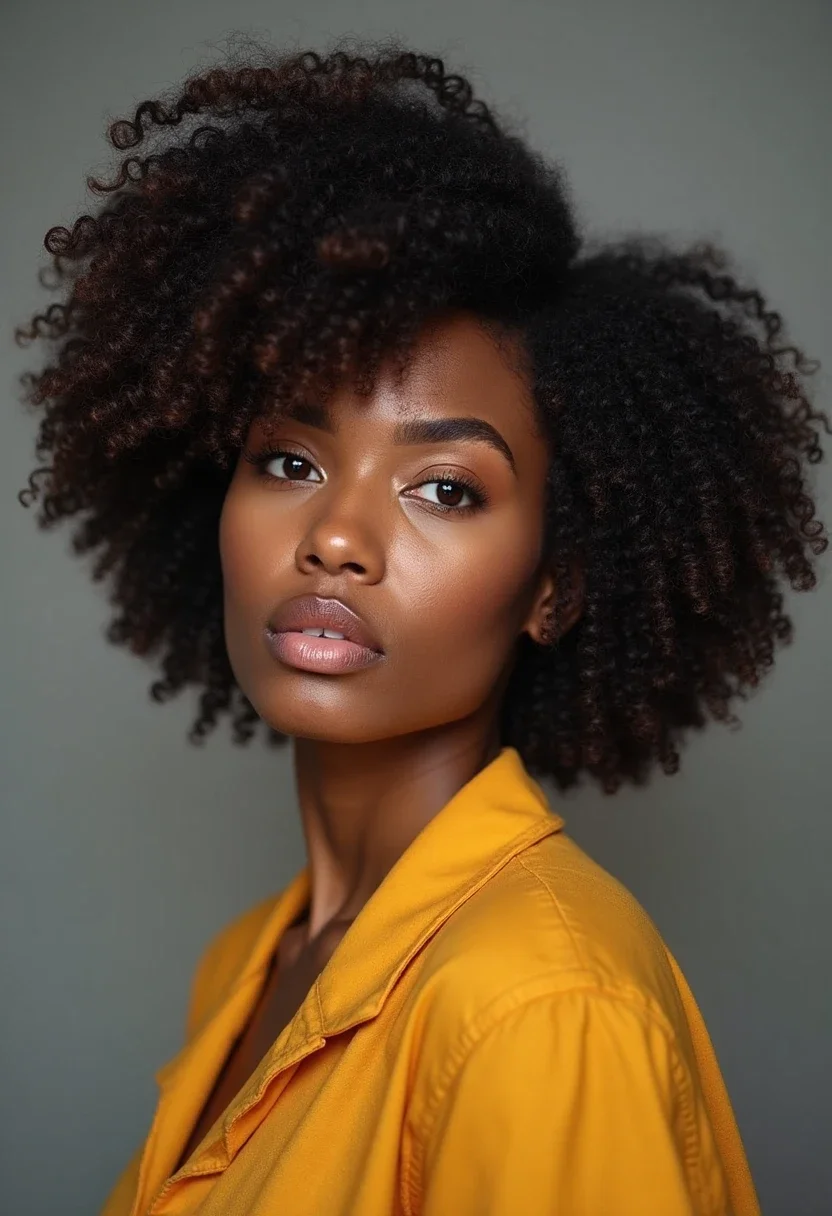 Natural wash and go hairstyle with free-flowing curls.