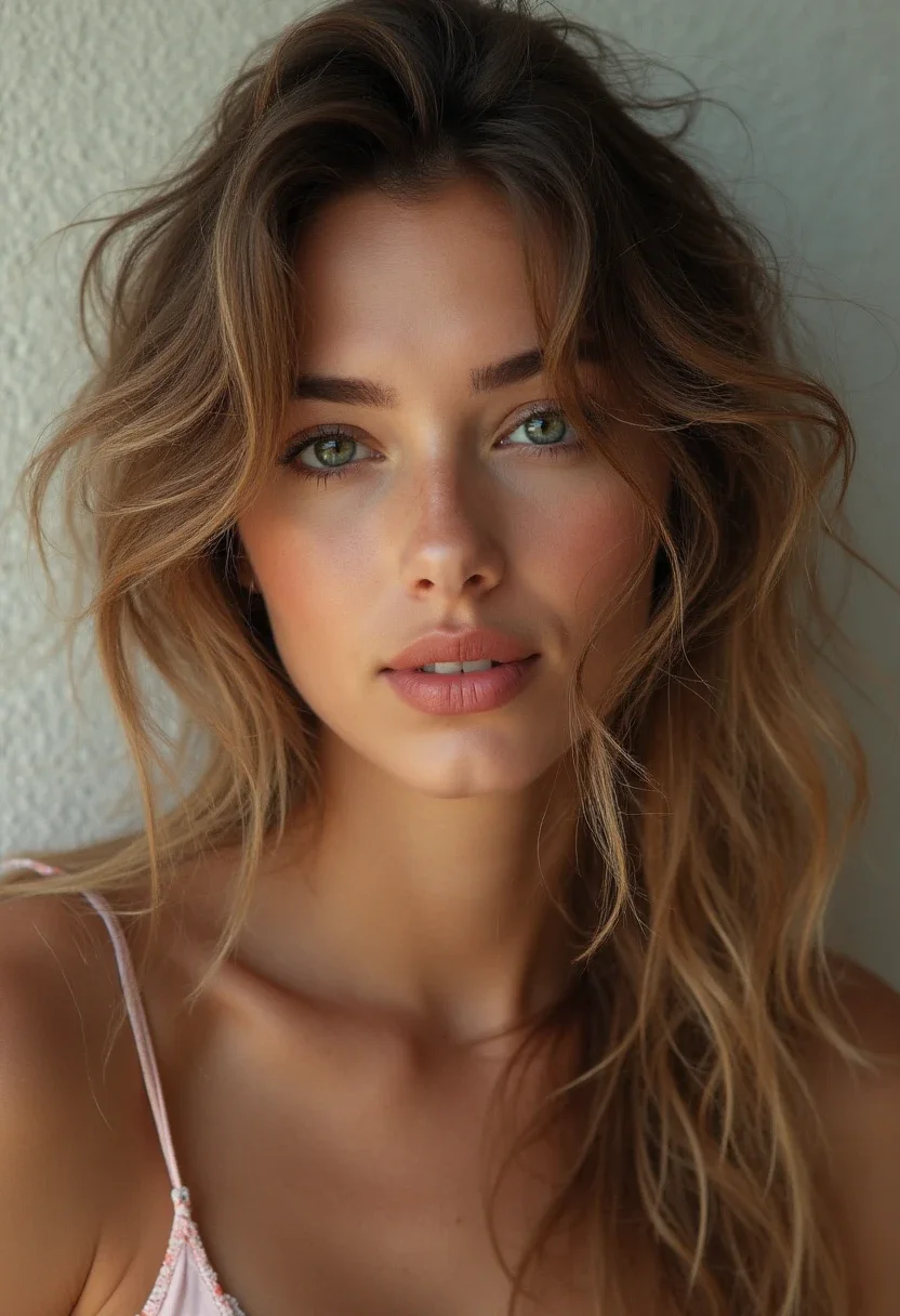 Woman with tousled waves, showcasing loose and natural-looking waves in her relaxed hair.