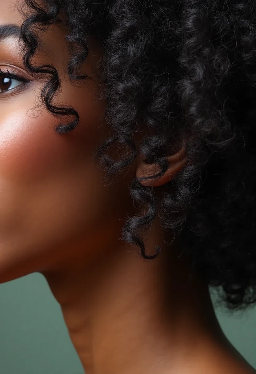 Woman with finger coils in her afro hairstyle.