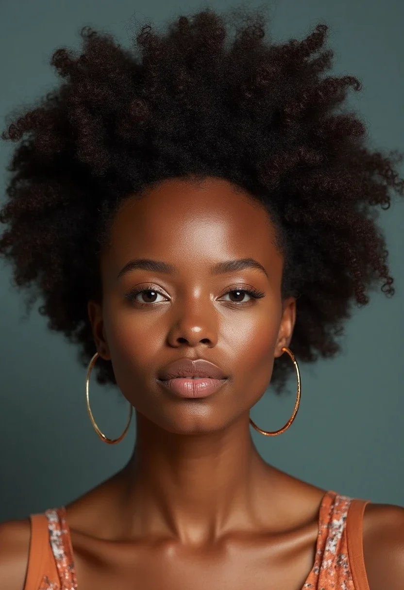 Woman with a twist-out afro hairstyle.