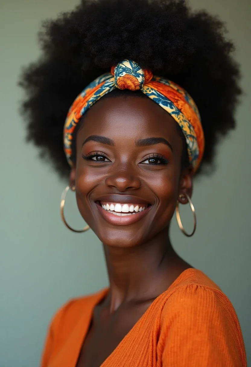 Black woman with an afro puff hairstyle.