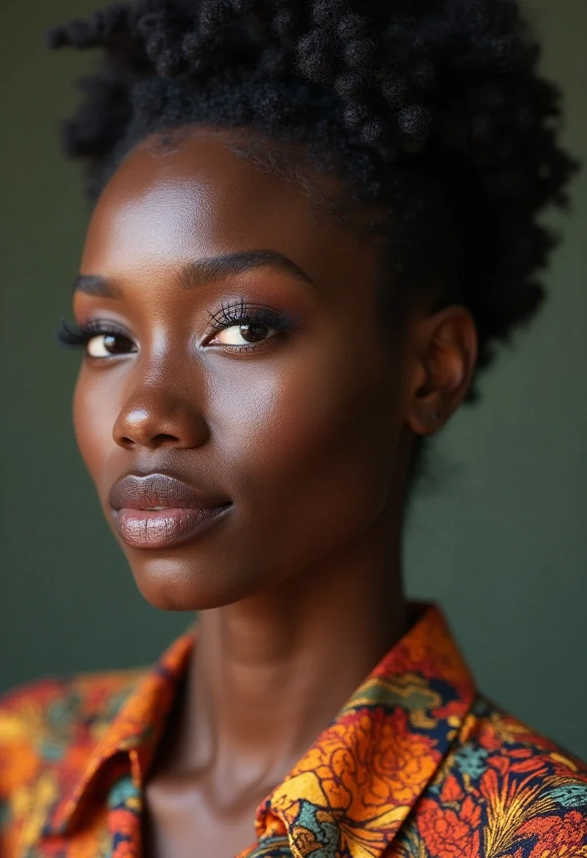 Black woman with Bantu knots hairstyle.