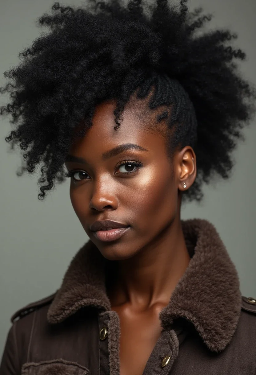 Black woman with a twist out hairstyle.