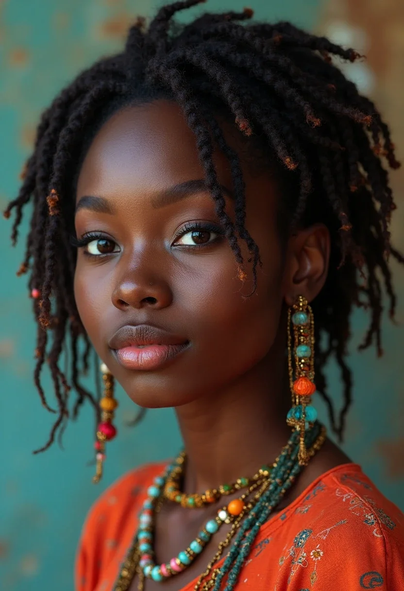 Black woman with short locs hairstyle.