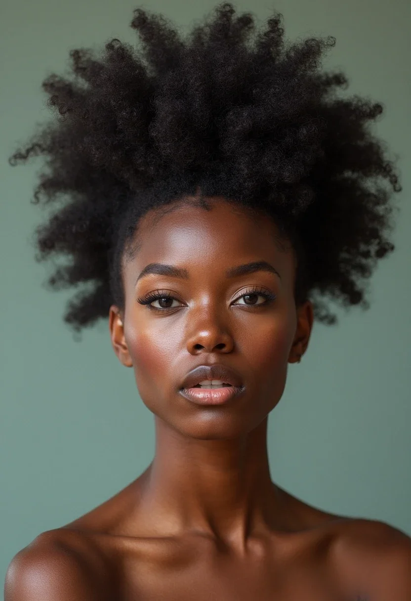 Woman with a frohawk, featuring a tall, textured center section.