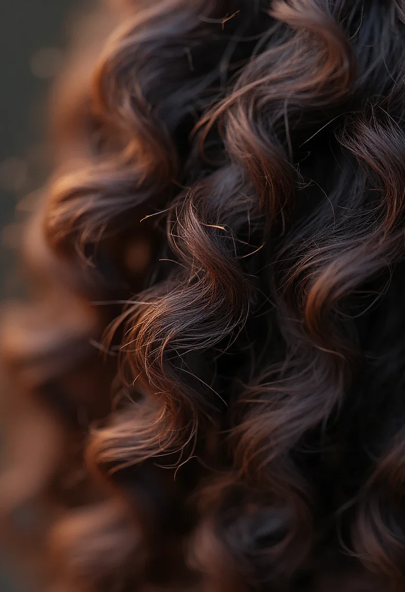 Close-up of defined finger coils in natural hair.