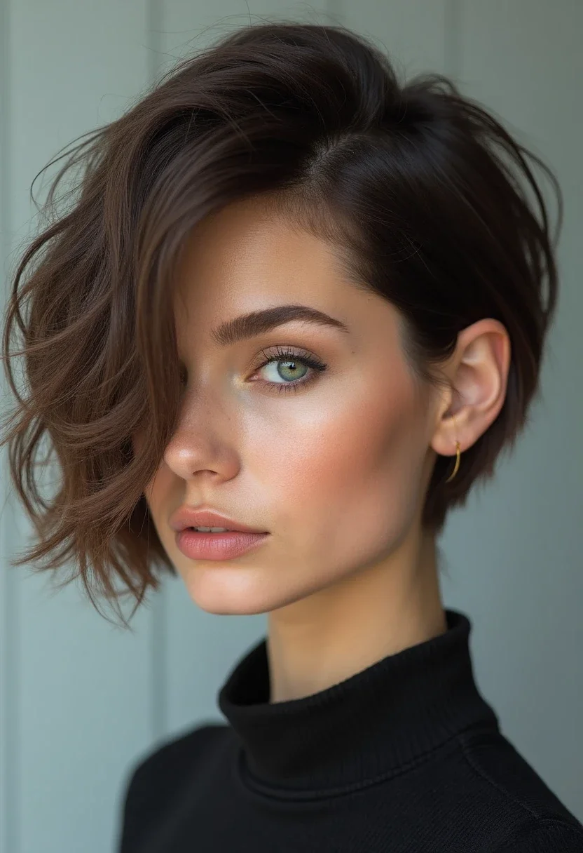 A woman with a modernized bowl cut.