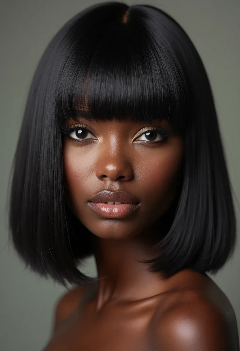 Black woman with classic straight bob hairstyle.