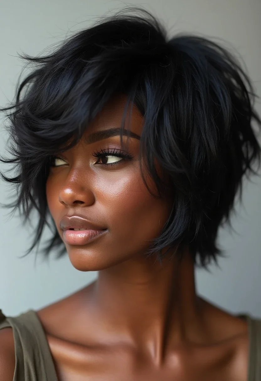 Black woman with a textured bob hairstyle.