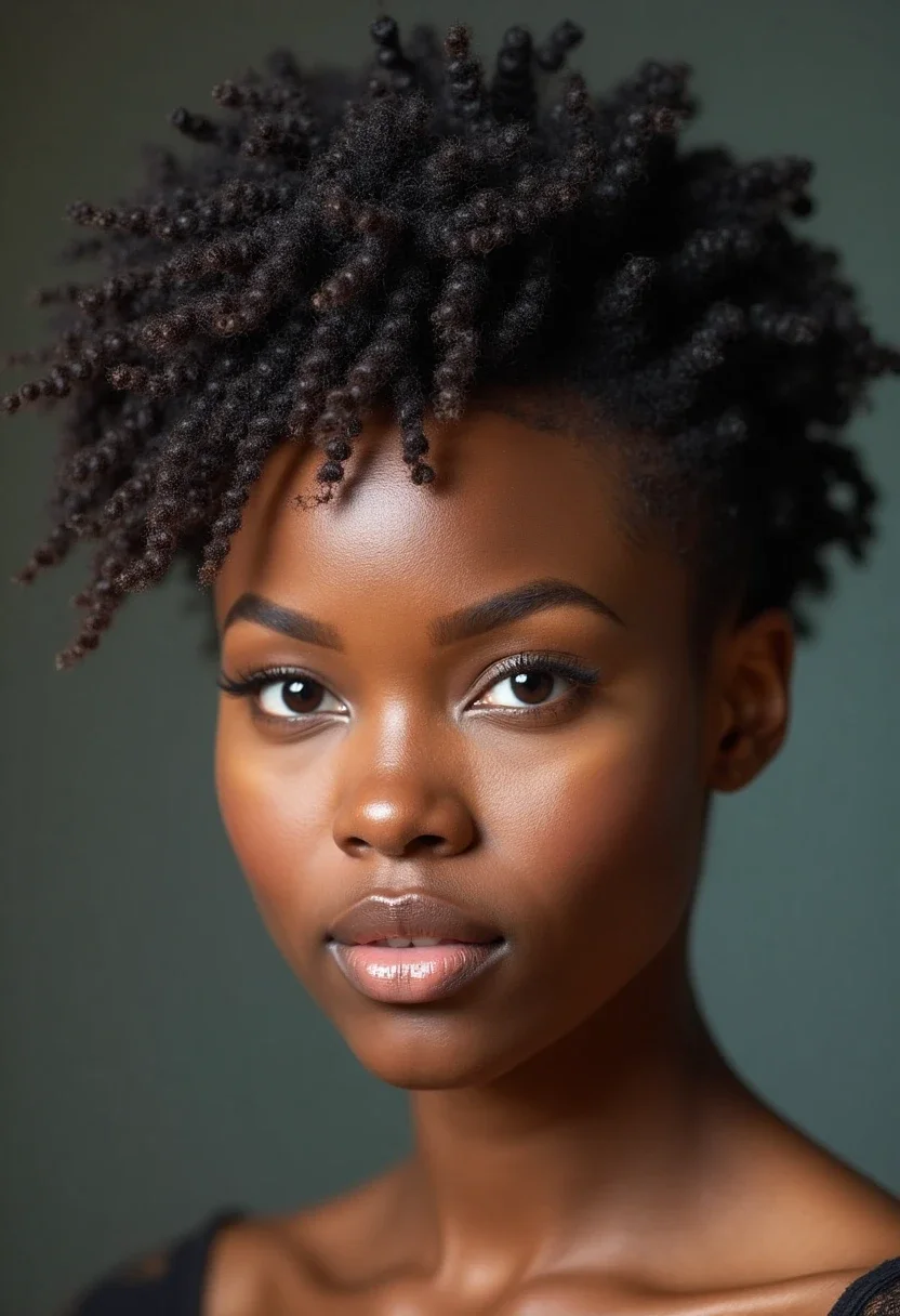 Woman with finger coils hairstyle.