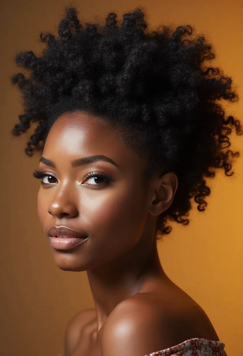 Woman with a twist out hairstyle.