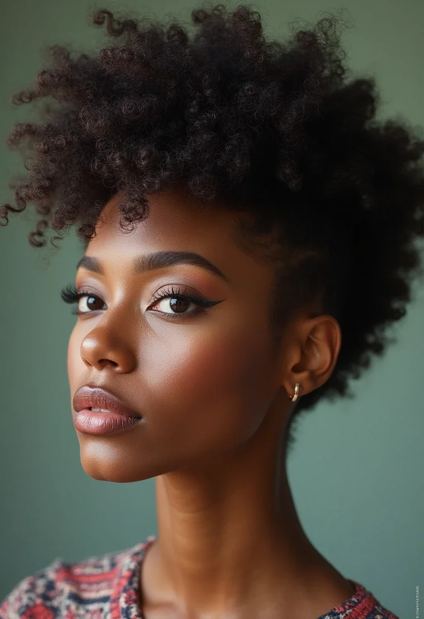 Woman with a Teeny Weeny Afro hairstyle.