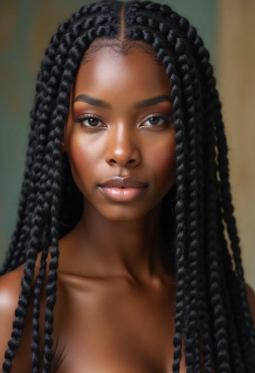 Close-up of feed-in cornrows on a woman.