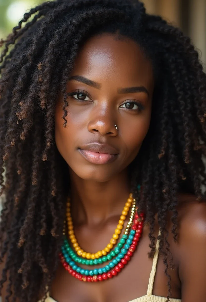 Woman with beaded locs