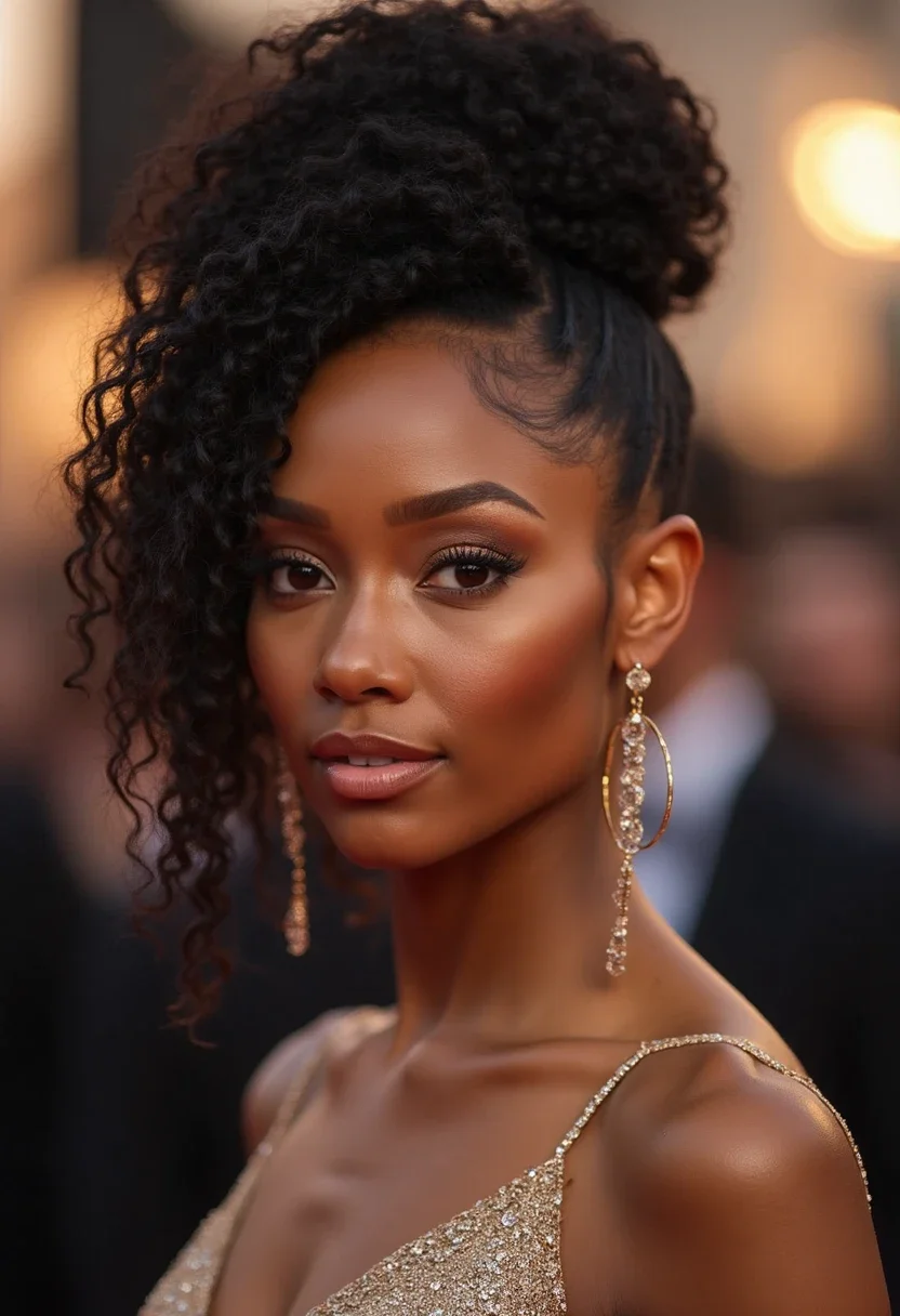 Woman with updo locs