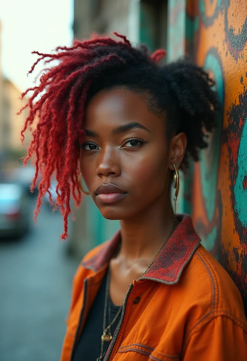 Woman with colored locs
