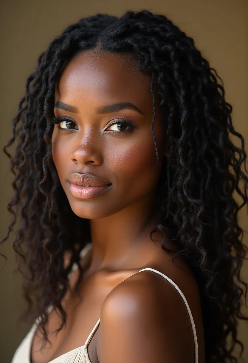 Woman with half-up, half-down locs