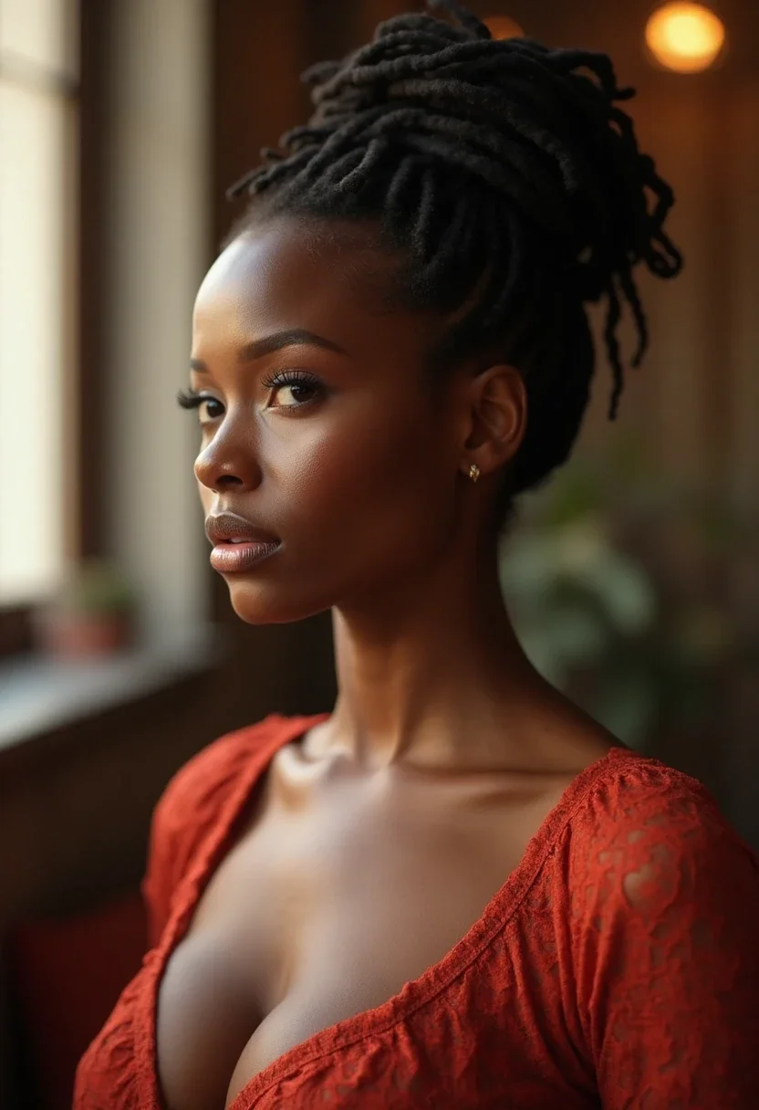 Woman with locs bun