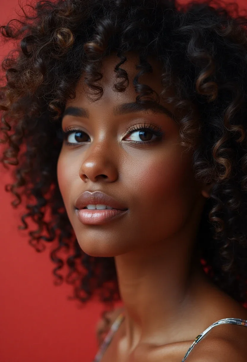 Black woman with ombre curls, showcasing a gradient of colors.