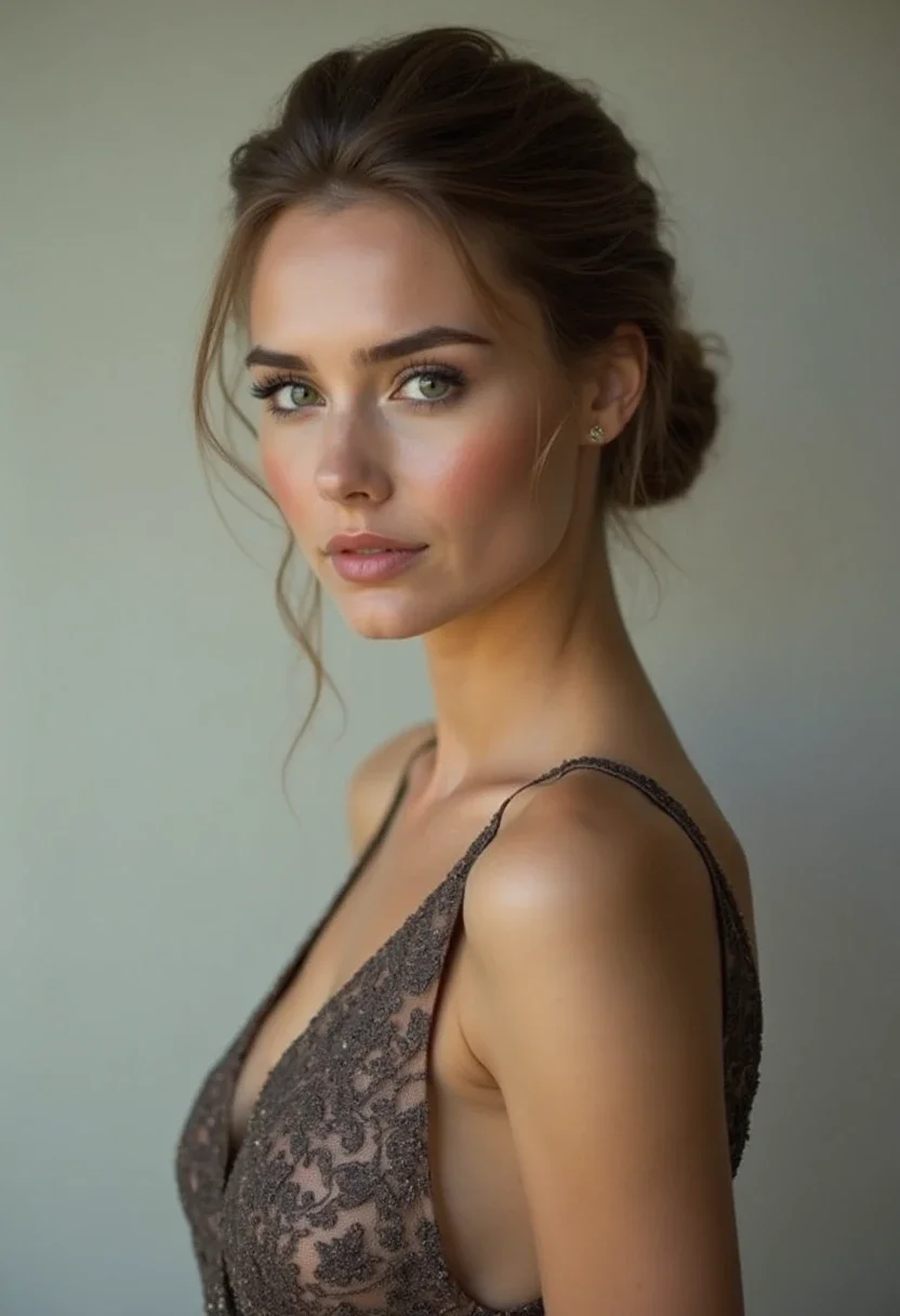 Black woman with a sleek low bun hairstyle.