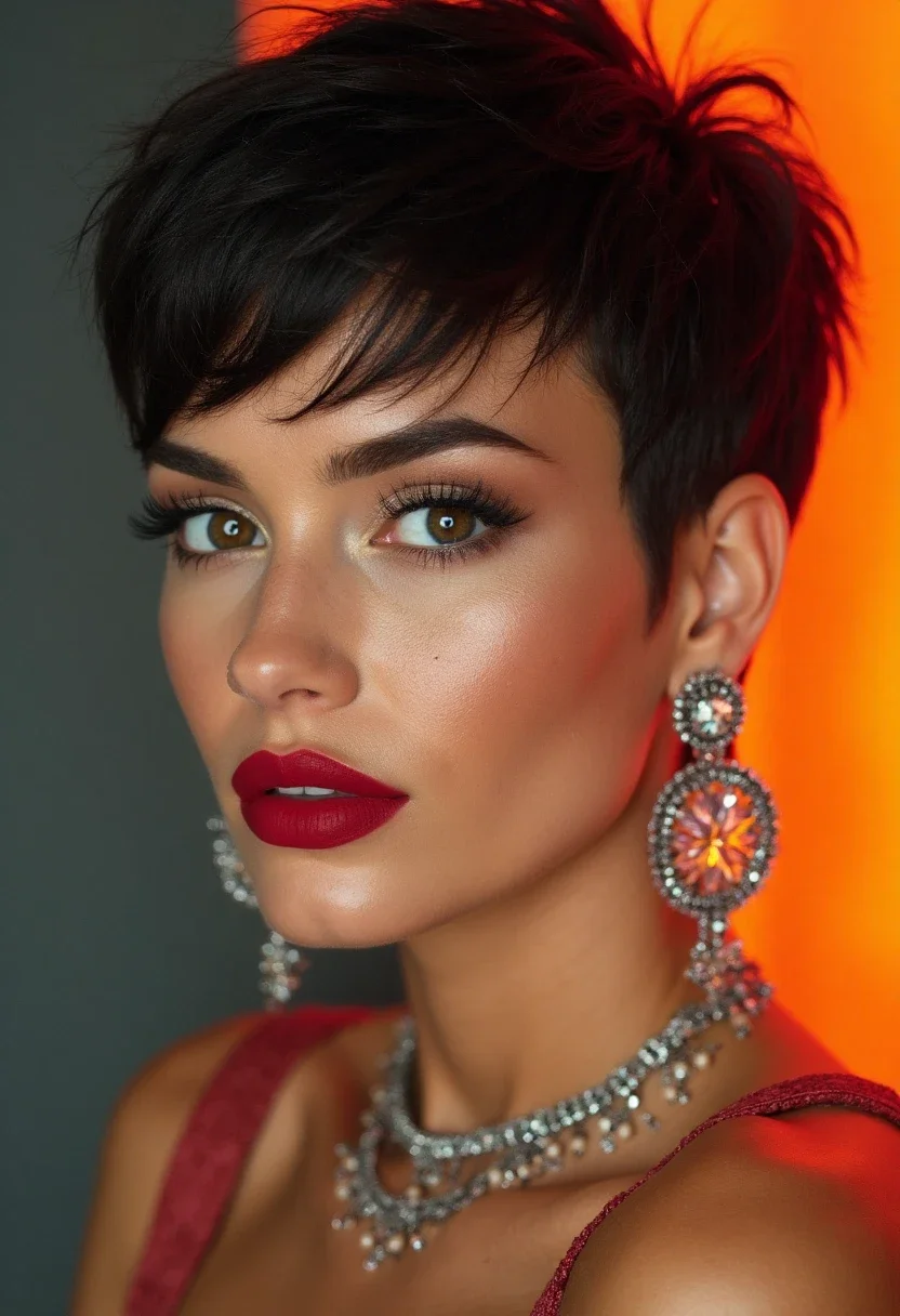 Black woman with a bold pixie cut hairstyle.