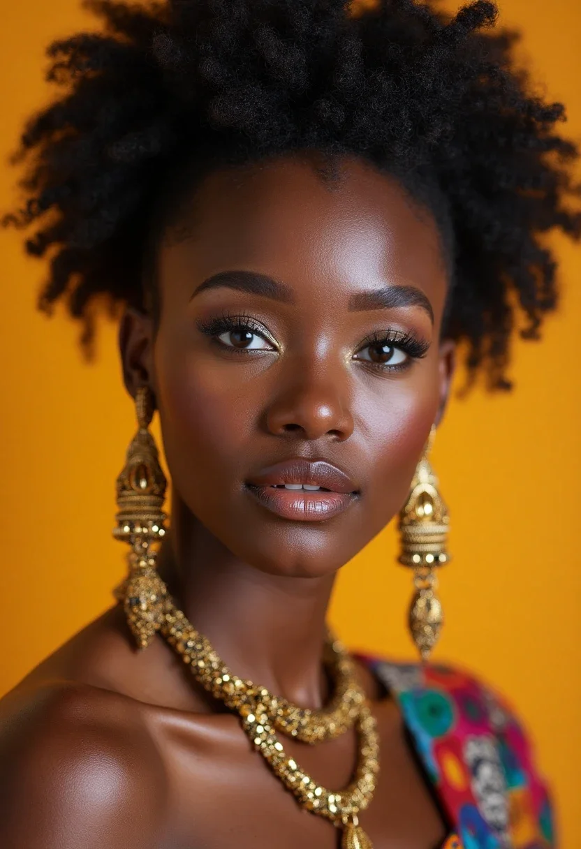 Black woman with Bantu knots hairstyle.