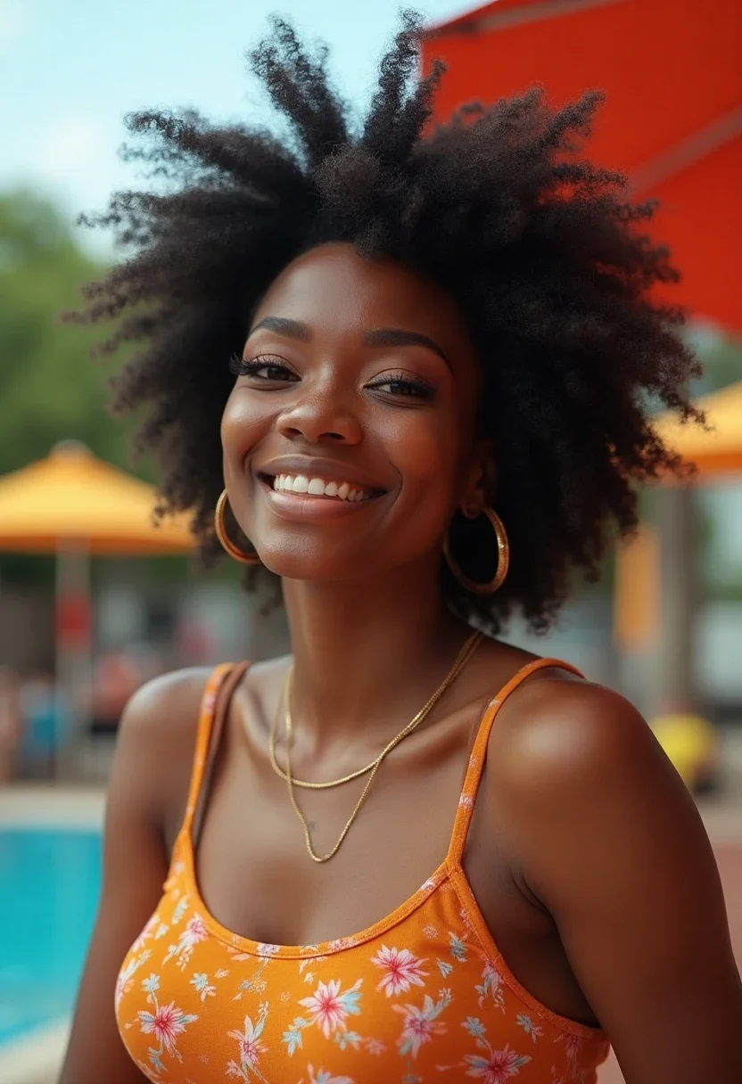 Black woman with a twist out hairstyle