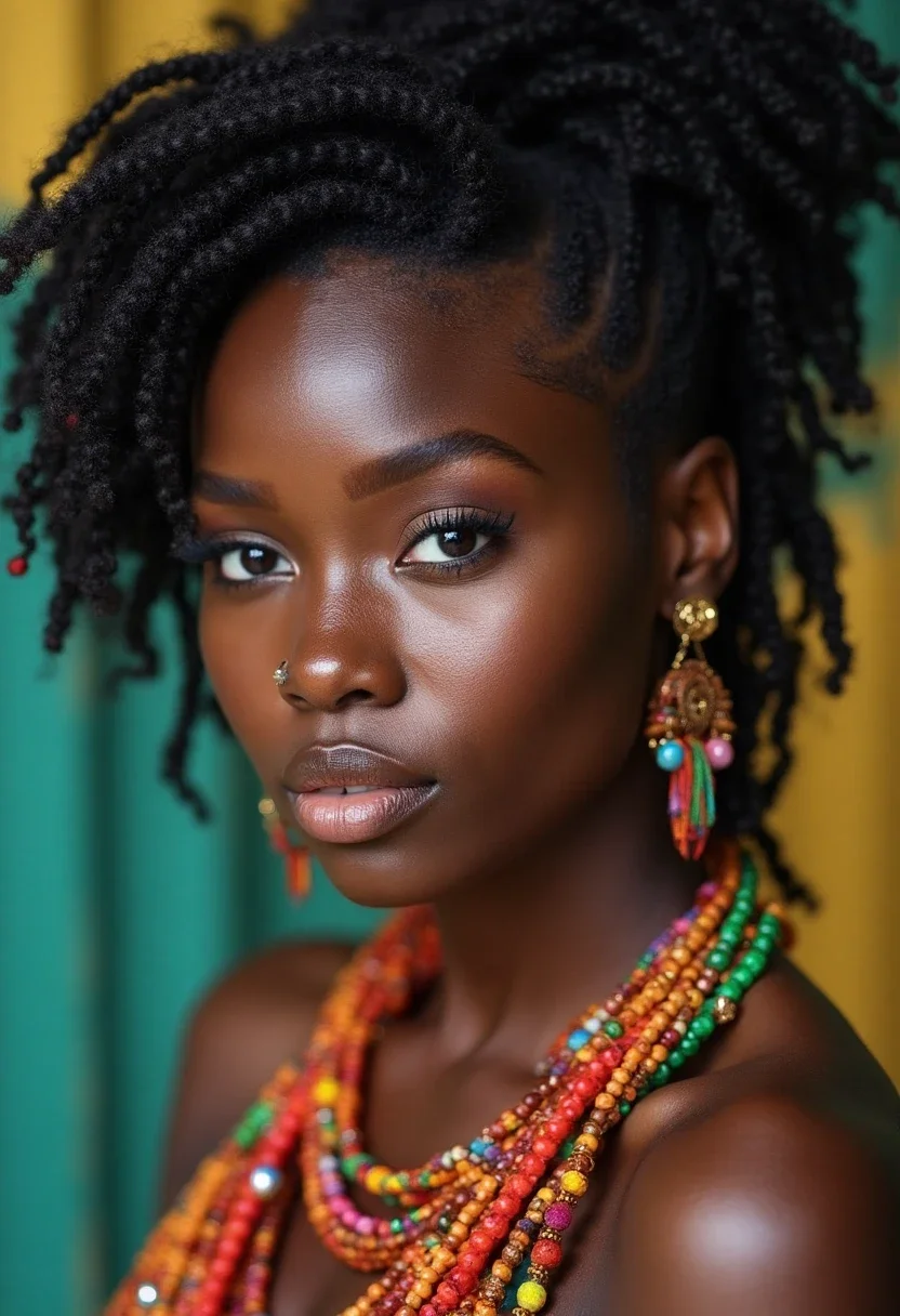 Black woman with Bantu knots hairstyle
