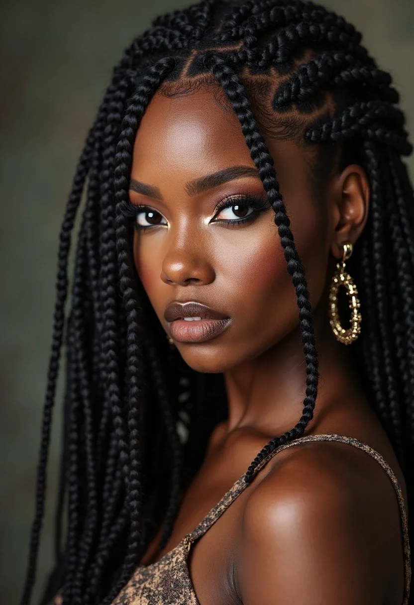 Black woman with geometric cornrow braids