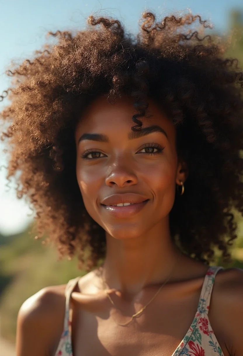 Black woman with natural curly hairstyle