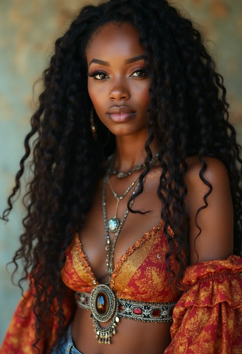 Black woman with long faux locs hairstyle