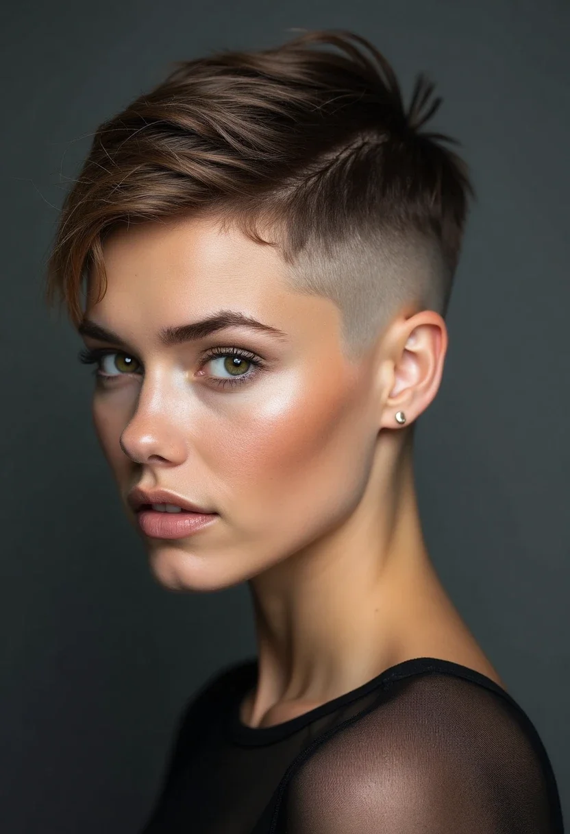 Woman with short hair undercut hairstyle
