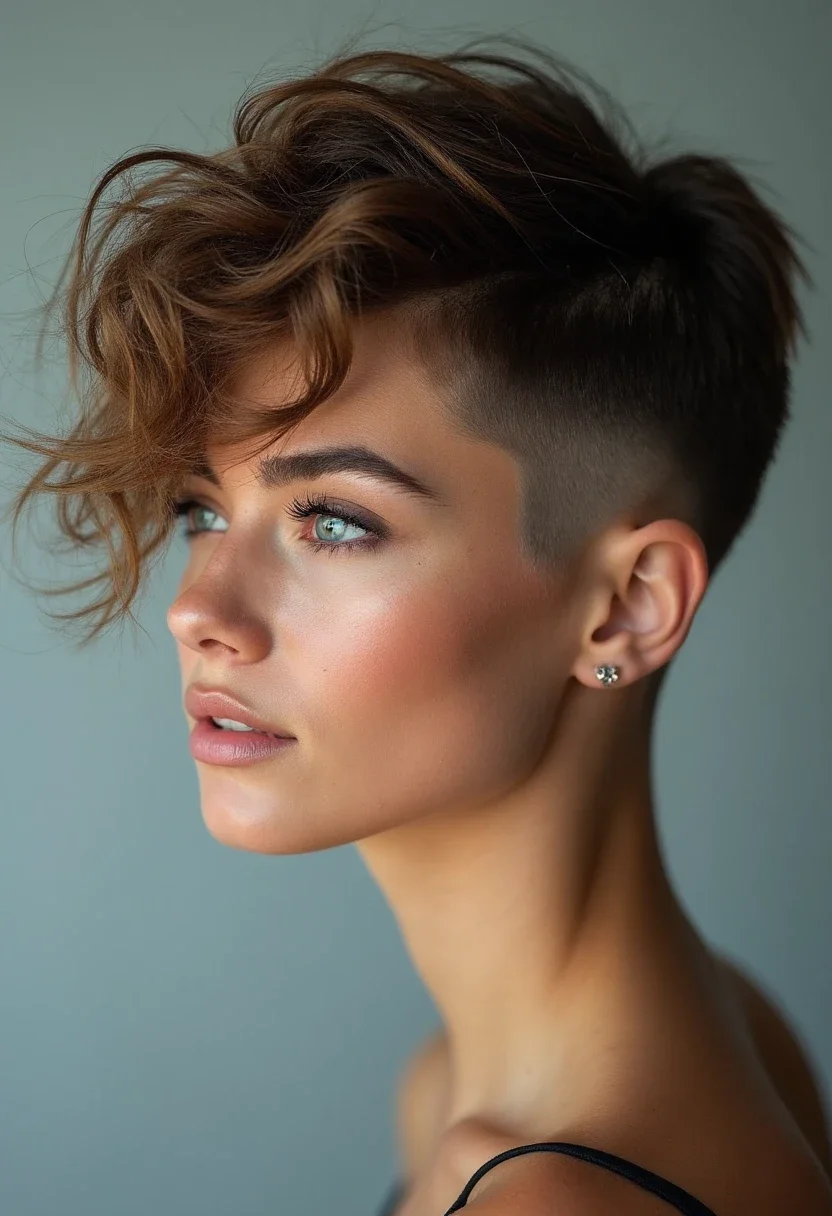 Woman with fine hair undercut hairstyle