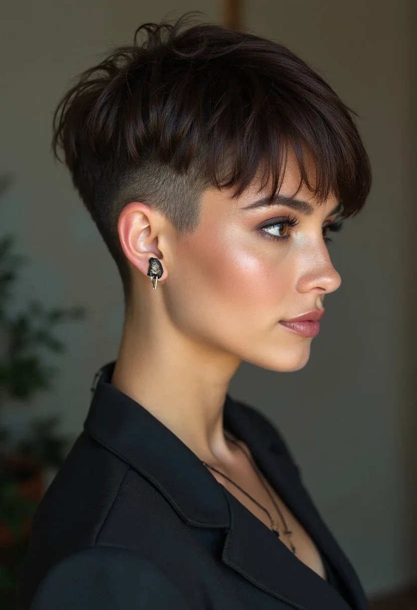Woman with pixie undercut hairstyle