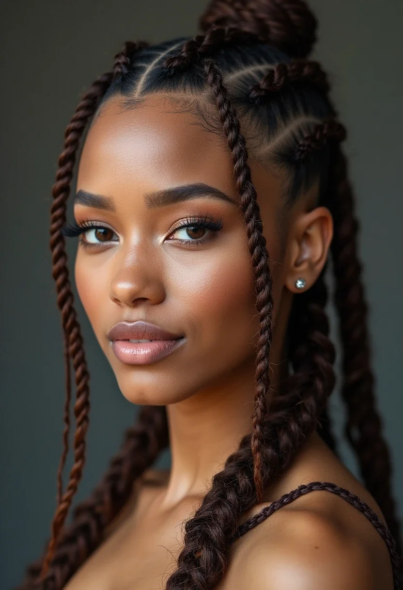 Woman with undercut and braids hairstyle