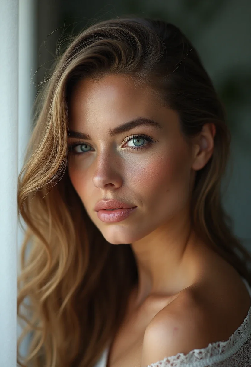 Woman with a side-swept undercut, one side shaved, wavy hair on the other.
